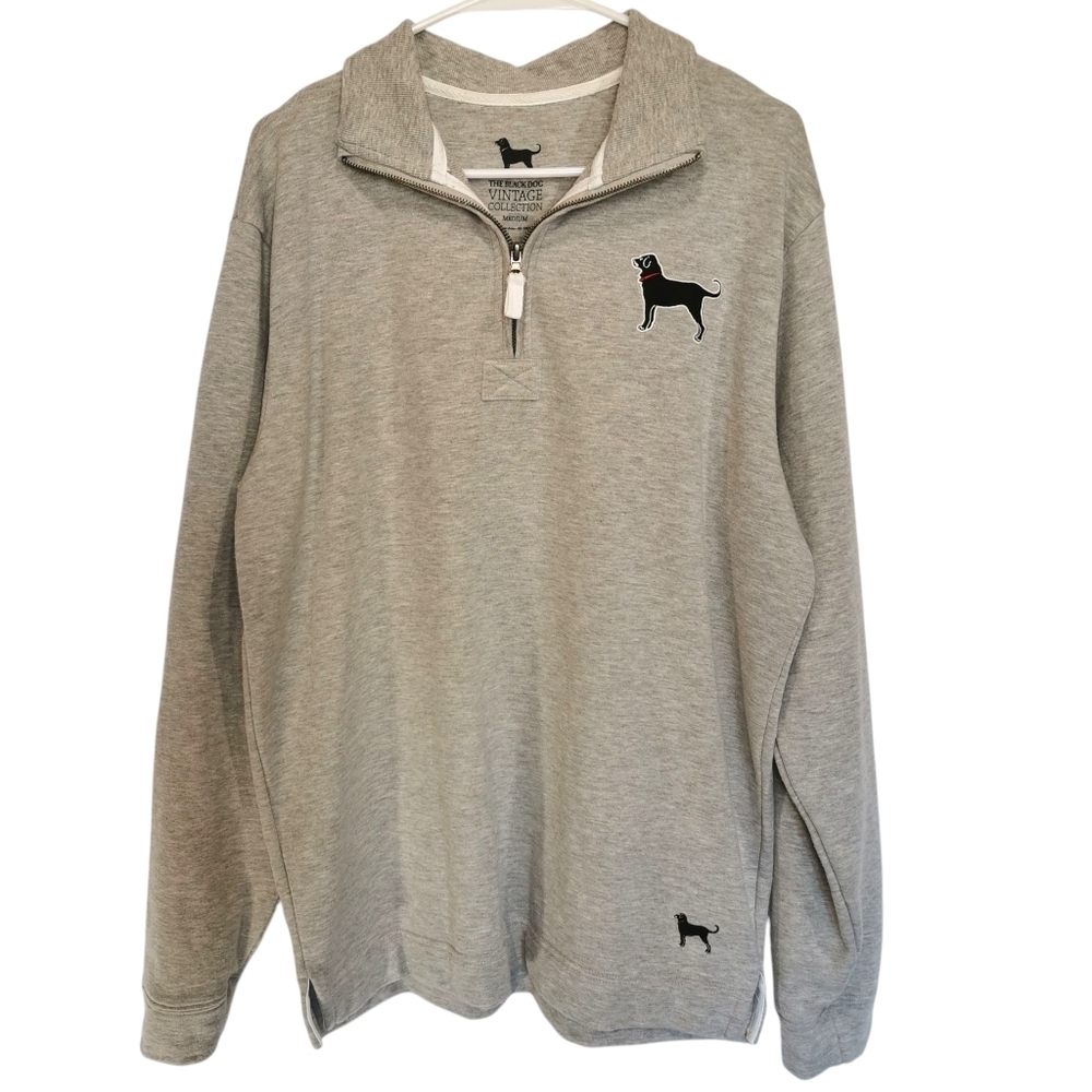 Black Dog Vintage Collection 1/4 Zip Mock Neck Grey Sweatshirt - Sz M